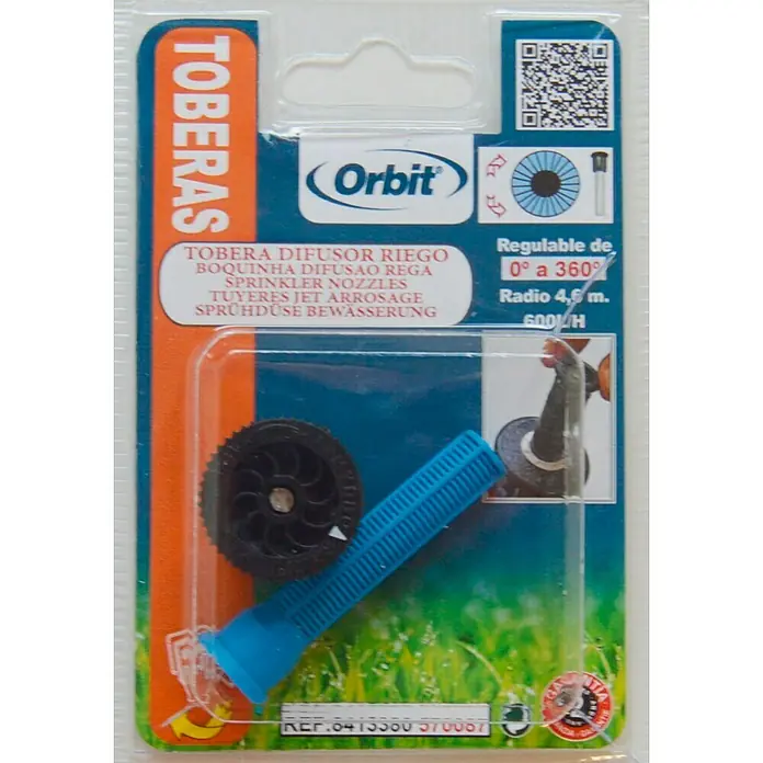 Orbit Tobera pulverizadora 600 l/h - 2 pzs. - Set de boquillas para riego Orbit: riego preciso con ángulo ajustable y filtro para resultados limpios en el jardín.