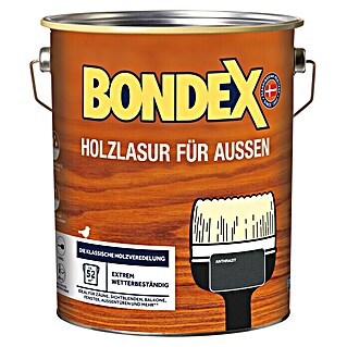 Bondex Holzlasur für Außen (Anthrazit, Seidenmatt, 4 l, Lösemittelbasiert)