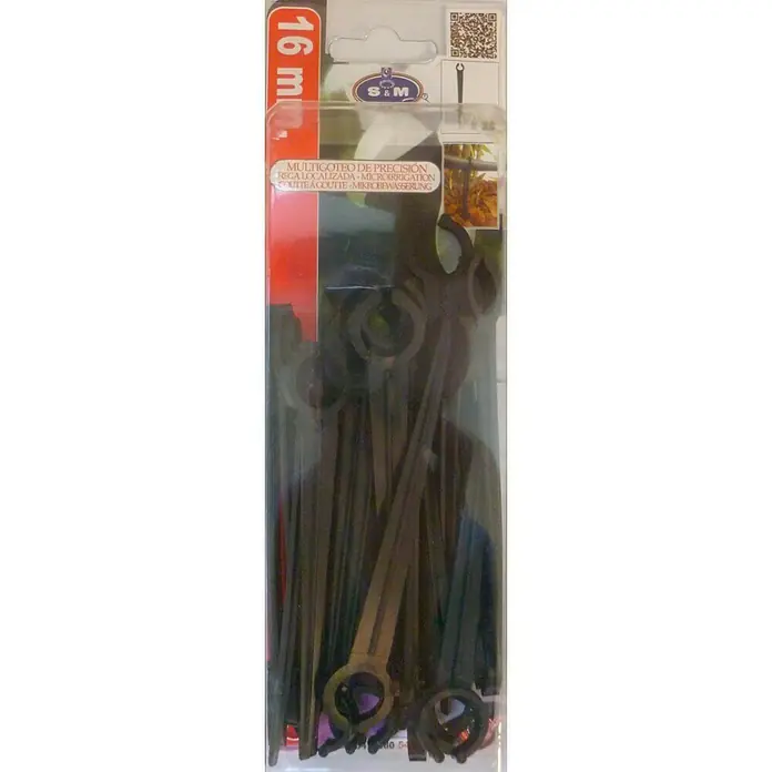 Difusor con rosca abierto - 16 mm, 25 ud. - Un paquete de piquetes de tierra para microirrigación de precisión S&M de 16 mm para riego de jardín.