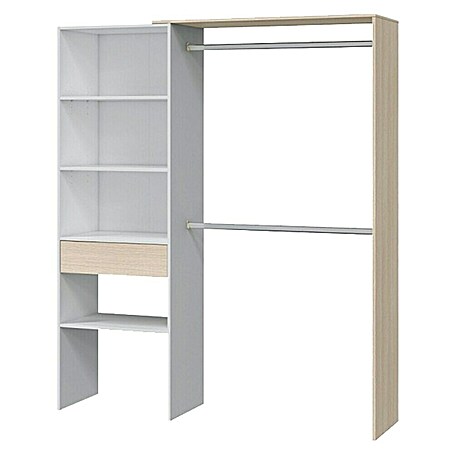 Mueble vestidor 0R8558O (L x An x Al: 40 x 158 x 187 cm, Blanco/Roble, Plástico)
