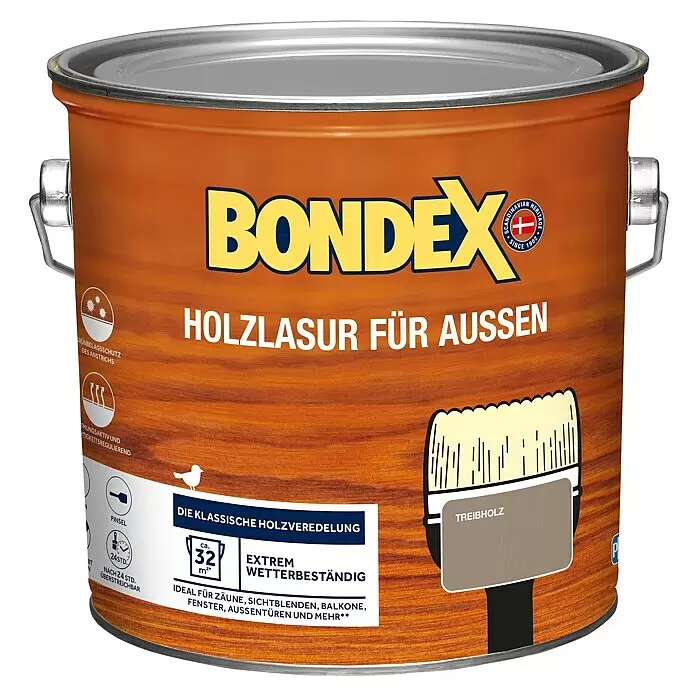 Bondex Holzlasur für AußenTreibholz, Seidenmatt, 2,5 l, Lösemittelbasiert