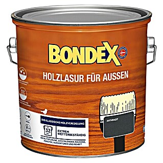 Bondex Holzlasur für Außen (Anthrazit, Seidenmatt, 2,5 l, Lösemittelbasiert)