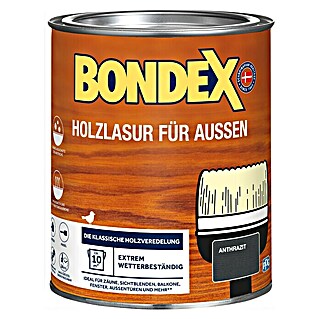 Bondex Holzlasur für Außen (Anthrazit, Seidenmatt, 750 ml, Lösemittelbasiert)