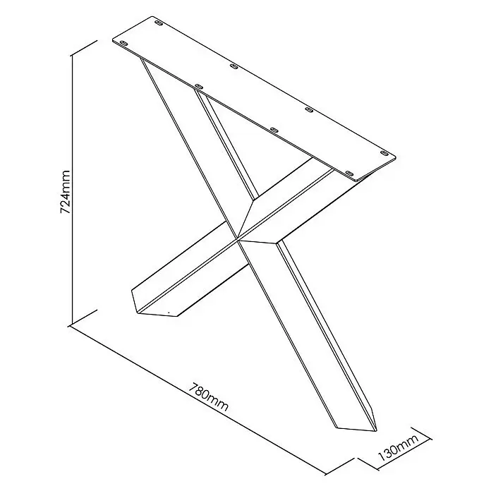 Tischbein CITYLINE Bergen - L x H: 780 x 724 mm, Schwarz - Metallisches X-förmiges Tischbein mit Montageplatte. Höhe 724mm, Länge 780mm.