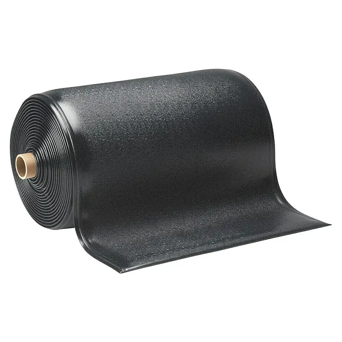 Coba Anti-Ermüdungsmatte Orthomat®-Premium - 90 x 60 cm, Schwarz - Eine Rolle schwarzer Unterlagsbahn, die für den Einsatz unter verschiedenen Bodenbelägen geeignet ist und Schall reduziert.