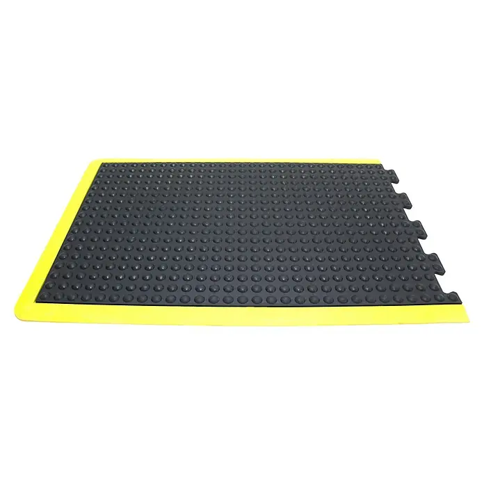 Coba Anti-Ermüdungsmatte Bubblemat Safety Rand - 50 x 50 cm, Passend für: Coba Connect Safety 28638698 / 28638616 - Schwarze Antirutschmatte mit gelbem Rand und Noppenstruktur. Geeignet für den industriellen Einsatz zur Erhöhung der Sicherheit am Arbeitsplatz.