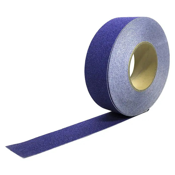 Coba Antirutschband Gripfoot - Blau, Breite: 5 cm - Nahaufnahme einer Rolle lila, rutschfesten Klebeband, ideal für zusätzliche Sicherheit. Die Rolle ist kompakt und leicht zu verwenden.