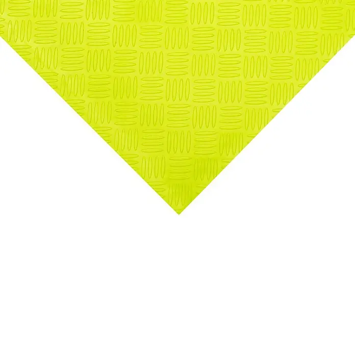 Coba Universalmatte SitePath - L x B: 10 x 1 m, Gelb, Einsatzbereich: Baustelle - Nahaufnahme einer gelben Oberfläche mit sich wiederholendem Muster, die Textur und Design des Produkts hervorhebt.