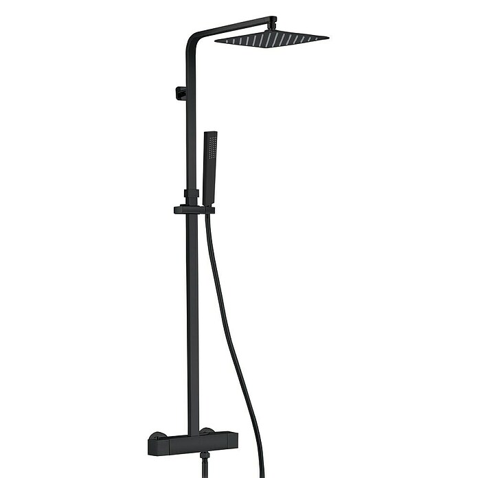 IO Sistema de ducha Quadra Elite (Con grifo termostático, Distancia entre orificios: 15 cm, Negro) | BAUHAUS