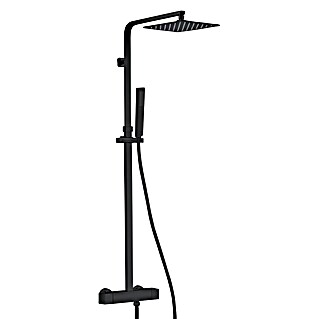 IO Sistema de ducha Quadra Elite (Con grifo termostático, Distancia entre orificios: 15 cm, Negro)