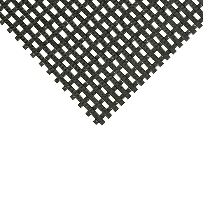 Coba Antirutschmatte DeckStepSchwarz, Breite: 120 cm, PVC - Schwarze, modulare Bodenmatte mit durchbrochenem Design. Ideal für Nassbereiche, bietet Rutschfestigkeit und einfachen Wasserablauf, während die Füße trocken bleiben.