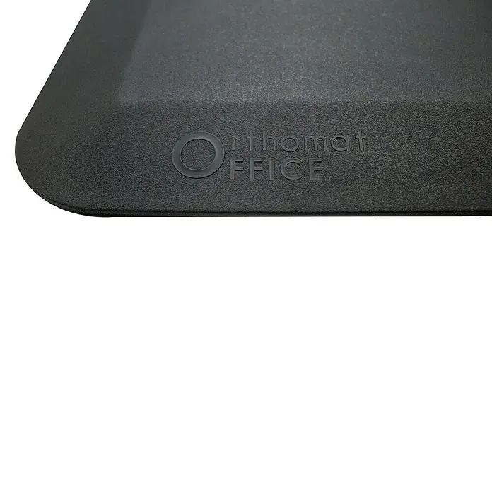 Coba Anti-Ermüdungsmatte Orthomat®-Office - 80 x 50 cm, Schwarz - Nahaufnahme einer schwarzen Orthomat Office-Matte, die Komfort und Unterstützung für langes Stehen bietet. Ideal für Büro und Steharbeitsplätze.