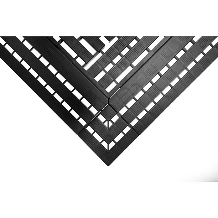 Coba Eckelement Work Deck - Schwarz, 11,2 x 11,2 cm, Passend für: Coba Work Deck Bodenrost 28938811 - Schwarze Bodenmatte mit Rillenmuster, ideal für den Innen- und Außenbereich, bietet Rutschfestigkeit und einfache Reinigung.
