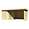 Karibu Gartenhaus Schwandorf 5 (548 x 262 cm, Wandstärke: 19 mm, Flachdach, Ausführung: Mit Anbau, Seiten- & Rückwand, Natur)