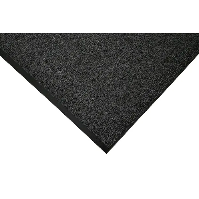 Coba Anti-Ermüdungsmatte Orthomat®-Standard - Breite: 90 cm, Schwarz - Eine Nahaufnahme einer schwarzen, strukturierten Gummimatte, die für Bodenbeläge in Fitnessstudios oder Werkstätten geeignet ist.