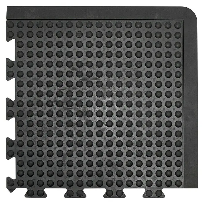 Coba Anti-Ermüdungsmatte Bubblemat Connect Eckelement - 50 x 50 cm, Passend für: Coba Connect Seitenelement 28638625 / Mittelstück 28638616 - Schwarze Gummimatte mit Noppenmuster und Puzzleverbindung für sicheren Halt und Komfort.