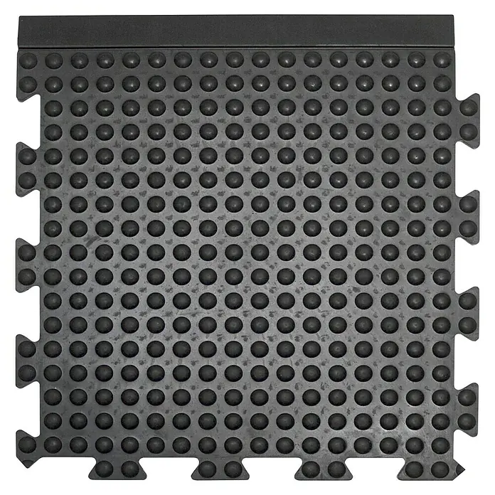 Coba Anti-Ermüdungsmatte Bubblemat Connect Seitenelement - 50 x 50 cm, Passend für: Coba Connect Mittelstück 28638616 / Eckelement 28638634 - Schwarze Gummi-Bodenfliese mit Noppenoberfläche und Puzzleverbindungen für einfache Installation. Ideal für Fitnessstudios.