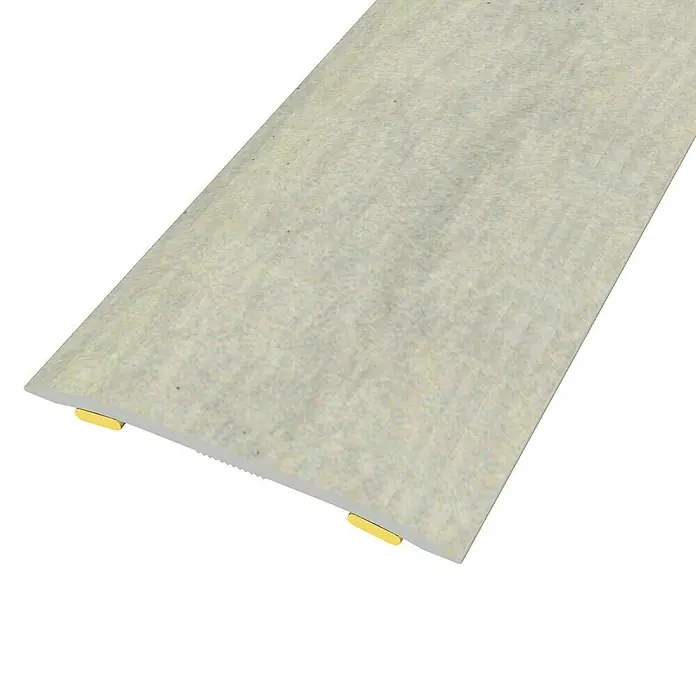 Baglinox Perfil de transición ADH - Aluminio, Gris, 90 cm x 37 mm - Una tira de umbral gris claro para pavimentos, con pasadores de montaje dorados y un borde serrado, ideal para conectar diferentes tipos de suelo.