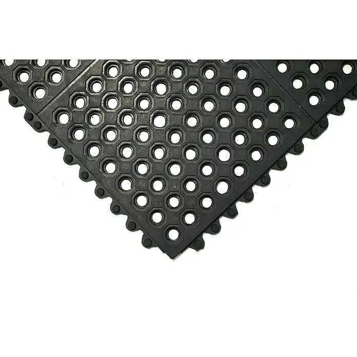 Coba Anti-Ermüdungsmatte Solid Fatigue-StepGelochte Oberfläche - Schwarze, modulare Gummimatte mit Löchern und Verbindungsstücken. Ideal für Werkstätten oder als Bodenbelag.