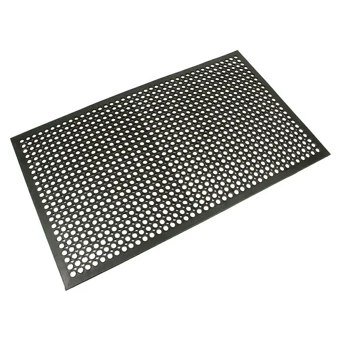 Coba Ringmatte Rampmat - 150 x 90 cm, Schwarz - Schwarze, rechteckige Anti-Ermüdungsmatte mit vielen runden Löchern, ideal für Arbeitsplätze, um Stehbelastung zu reduzieren.