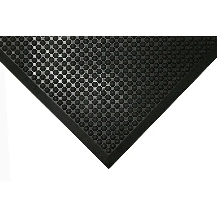 Coba Anti-Ermüdungsmatte Elite® Bubble - 60 x 90 cm - Ein schwarzer Anti-Ermüdungsmatte mit einem Noppenmuster, ideal für den Einsatz in gewerblichen und industriellen Umgebungen.