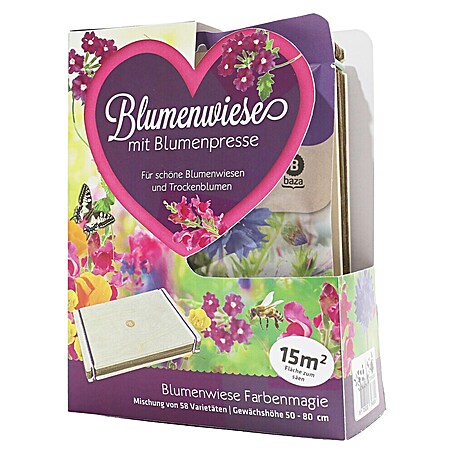 Baza Wildblumensamen mit Blumenpresse (15 m², Farbenmagie)