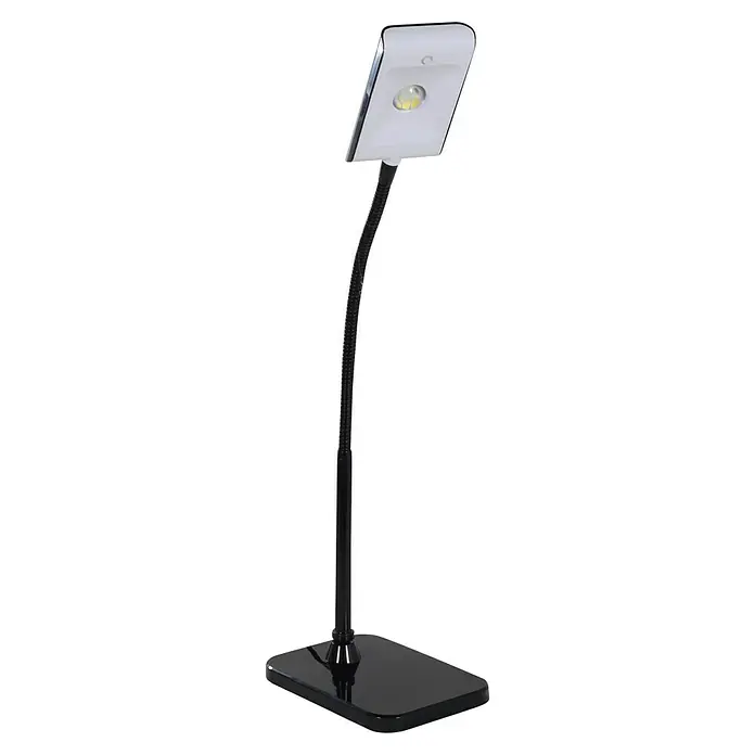 Lámpara de sobremesa LED Mercurio - 3 W, L x An x Al: 34,8 x 24 x 34,8 cm, Negro, Blanco frío - Elegante lámpara de escritorio LED con cuello flexible y cabezal rectangular, ideal para ambientes modernos e iluminación eficiente.