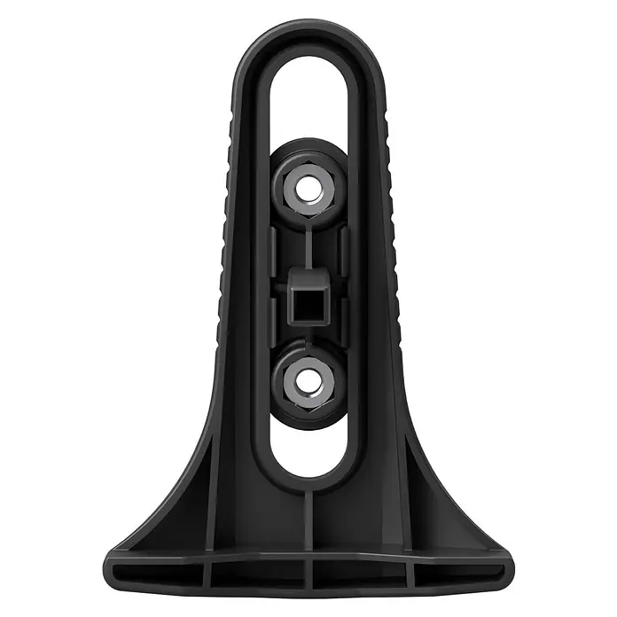 Bohrschablone - Gesamtstückzahl: 1 Stk., Durchmesser: 7 mm - Schwarze Befestigungsklammer mit zwei Sechskantmuttern und einer quadratischen Halterung in der Mitte auf schwarzem Hintergrund.