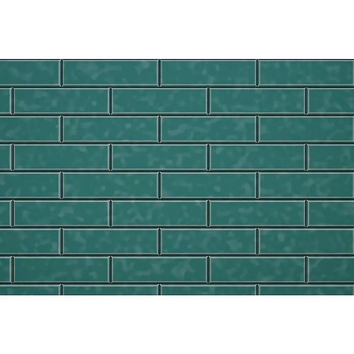 Modern Style Wandfliese Emotion Verde 800 - 9,8 x 29,8 cm, Grün, Glänzend - Grüne rechteckige Ziegel mit Fugen bilden ein wiederholtes Muster. Texturierte Oberfläche sorgt für ein realistisches Aussehen der Wandfliesen.