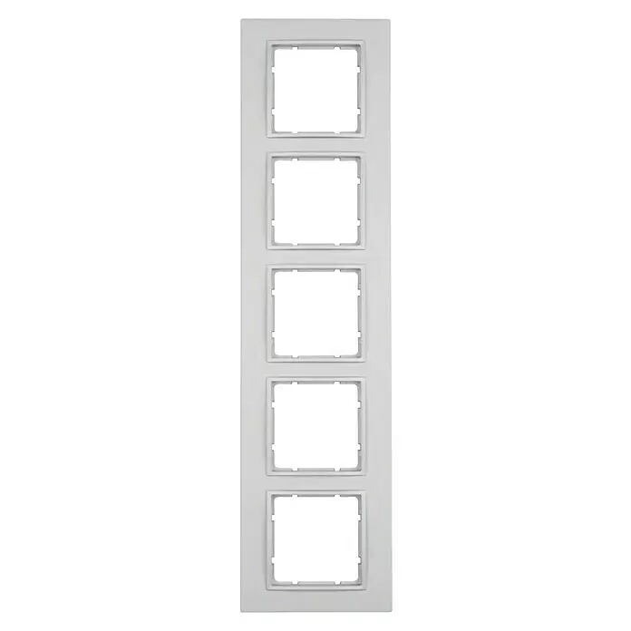 Berker B.7 Abdeckrahmen 10156424 - Aluminium, 5-fach, Aluminium - Weißes Türblatt mit fünf rechteckigen Rahmen für Verglasung oder Dekoreinlagen.