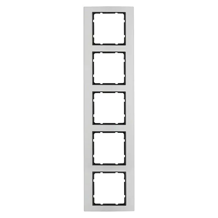 Berker B.3 Abdeckrahmen 10153004 - Alu/Anthrazit, 5-fach, Aluminium - Weißer 5-fach Modularrahmen für Elektroinstallationen mit quadratischen Öffnungen.