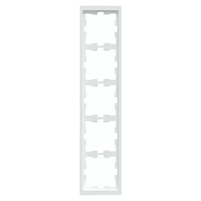 Merten System Design Abdeckrahmen D-Life MEG4050-6535 - Lotosweiß, 5-fach, Kunststoff - Weißer Modular-Montagerahmen mit mehreren Öffnungen.
