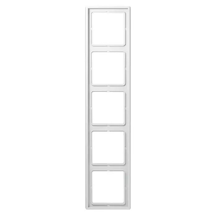 Jung LS 990 Abdeckrahmen LS985WW - Alpinweiß, 5-fach, Kunststoff - Eine weiße 5-fach Abdeckung für Schalter und Steckdosen. Perfekt für eine saubere und moderne Wandgestaltung im Haus.