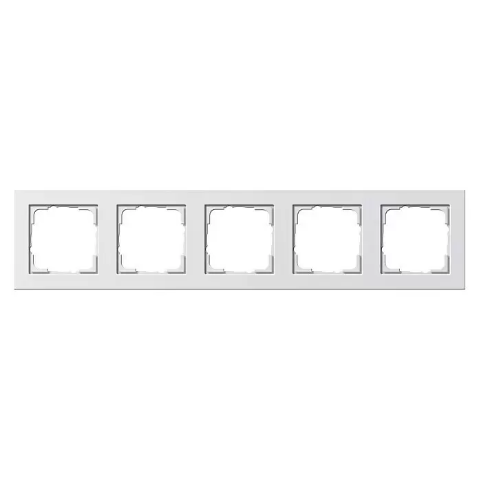 Gira E2 Abdeckrahmen 021529 - Reinweiß glänzend, 5-fach, Kunststoff - Weißer fünffacher Modularrahmen für elektrische Schalter oder Steckdosen.