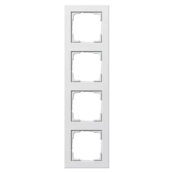 Gira E2 Abdeckrahmen 021422 - Reinweiß seidenmatt, 4-fach, Kunststoff - Weißer 4-fach Rahmen für Lichtschalter, Steckdosen oder Einsätze.