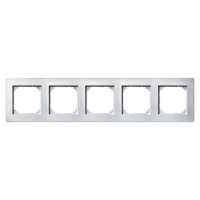 Merten M-Plan Abdeckrahmen 486560 - Aluminium matt, 5-fach, Kunststoff - Silberner fünffacher Rahmen für modulare Elektro-Schalter- oder Steckdoseneinsätze.
