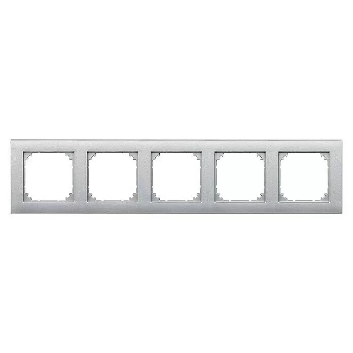 Merten M-Plan Abdeckrahmen 486560 - Aluminium matt, 5-fach, Kunststoff - Silberner Fünffach-Rahmen für elektrische Schalter oder Steckdosen.