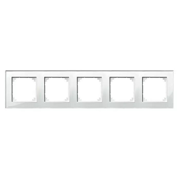 Merten M-Plan Abdeckrahmen 489519 - Brilliantweiß, 5-fach, Glas - Weißer Fünffachrahmen für elektrische Module oder Schalter.