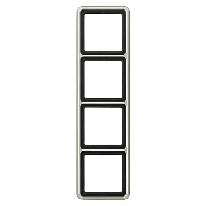 Jung CD 500 Abdeckrahmen CD584PT - Platin, 4-fach, Aluminium - Länglicher, silberfarbener Schalterrahmen mit vier quadratischen Aussparungen für Schaltereinsätze.