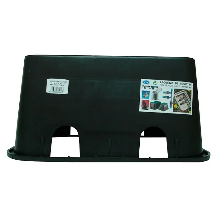 Arqueta rectangular - L x An x Al: 41 x 31 x 20 cm, 1 ud. - Caja de inspección rectangular negra de plástico con aberturas laterales y adhesivos.