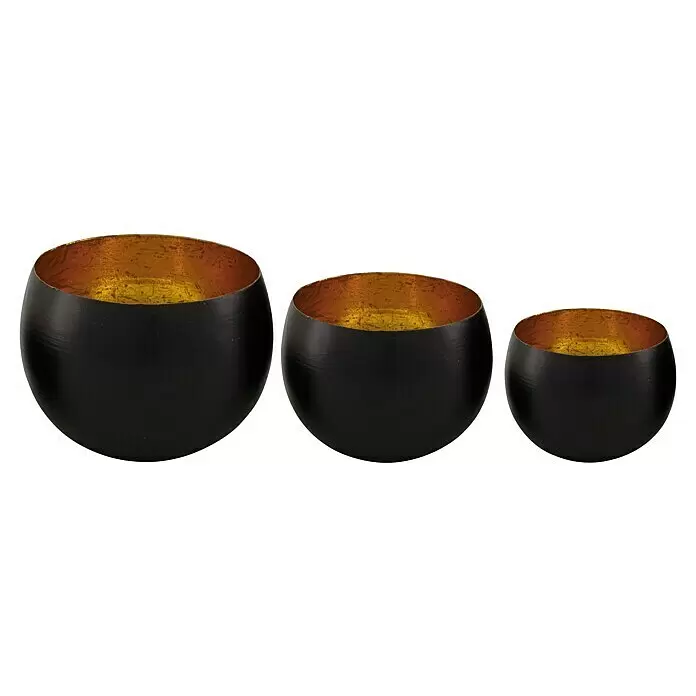TeelichthalterØ x H: 8 x 6 cm, Schwarz/Gold, Metall