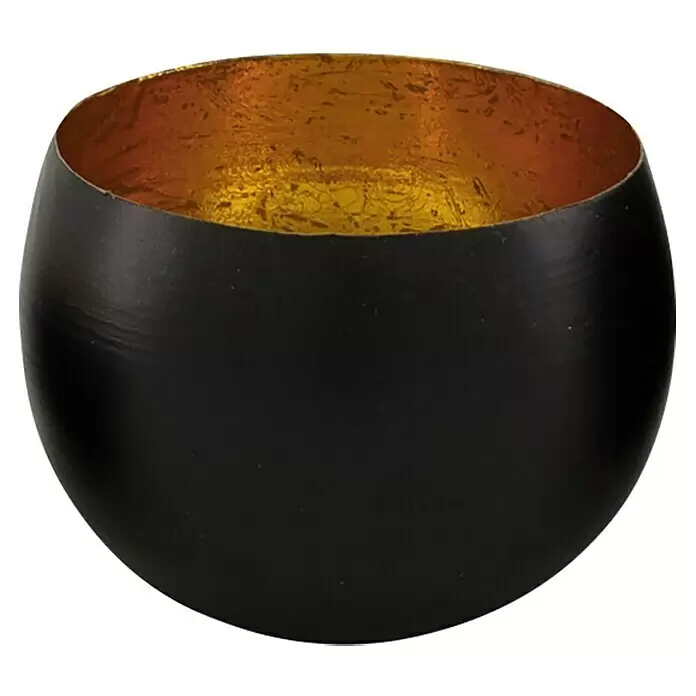 TeelichthalterØ x H: 8 x 6 cm, Schwarz/Gold, Metall