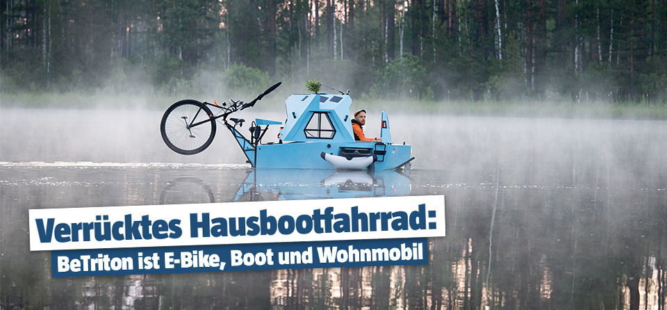 Hausbootfahrrad BeTriton: E-Bike, Boot und Wohnmobil in einem