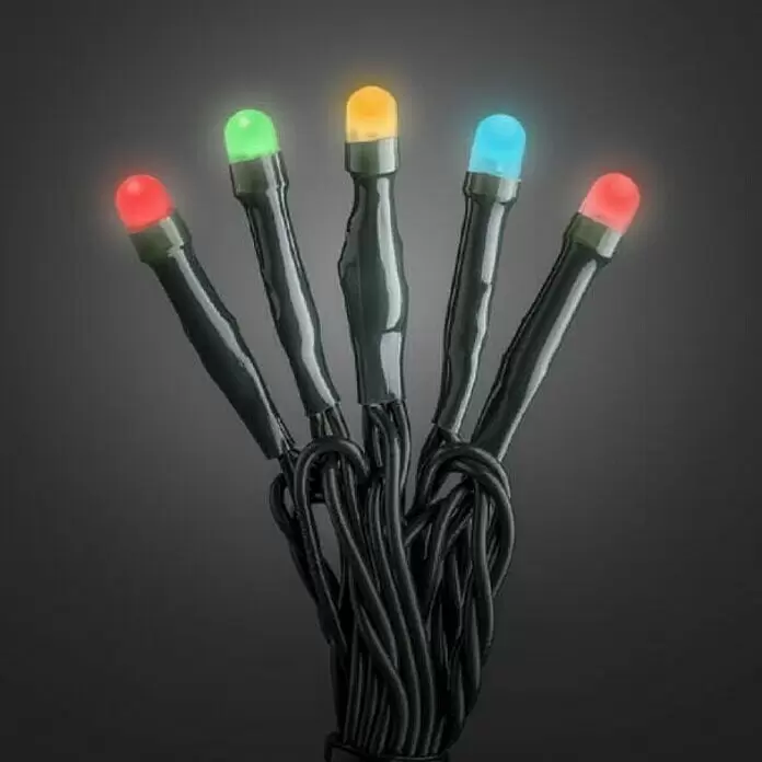 Konstsmide LED-Lichterkette Bunt - Lichtfarbe: Mehrfarbig, Anzahl Leuchtmittel: 35 Stk., Netzbetrieben, IP20 - Bunte LED-Lichterkette mit schwarzen Kabeln.