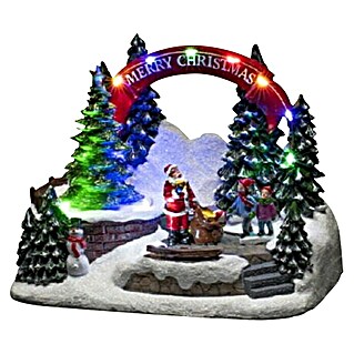 Konstsmide Božićna LED scena Djed Božićnjak/Djeca (D x Š x V: 19 x 13 x 14,5 cm, Raznobojno, Glazba, Na baterijski pogon)