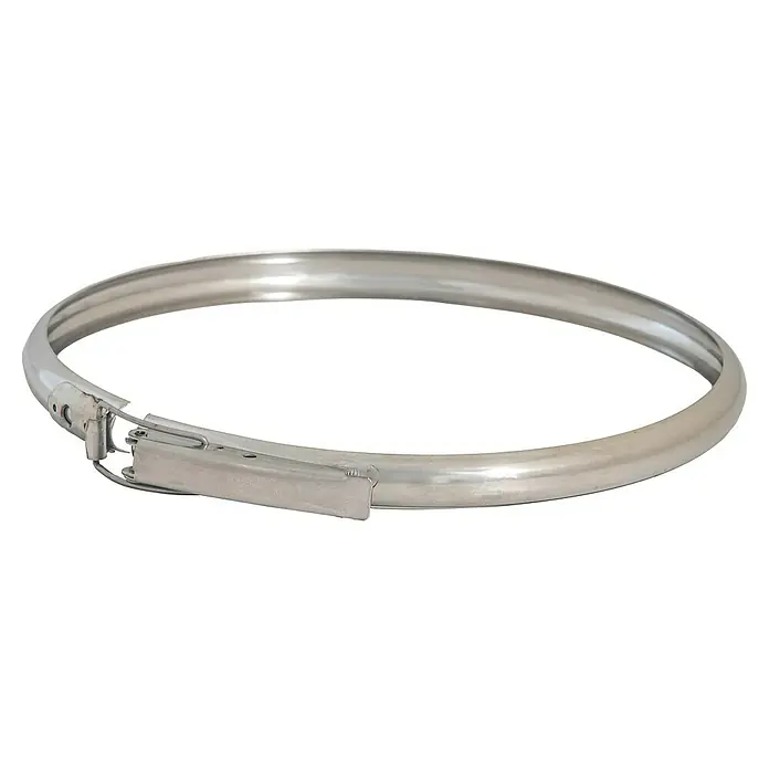 Practic Abrazadera para tubo pared doble - Diámetro: 80 mm - 125 mm, Acero inoxidable - Abrazadera de tubo plateada con mecanismo de bloqueo. El producto es ideal para asegurar tuberías y mangueras en diversas aplicaciones.
