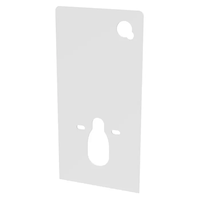 Ersatzglas mit Spültastenausschnitt - Weiß, Passend für: Camargue Sanitärmodul für Wand-WC - Weiße Produktverpackungskarte mit Aussparungen zum Aufhängen von Waren. Ideal für die Präsentation im Einzelhandel und zur Warenkennzeichnung.
