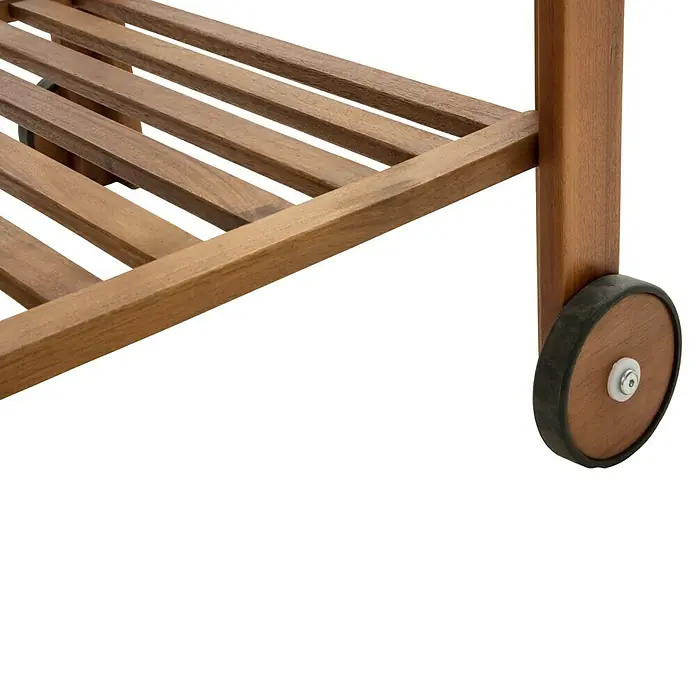 Sunfun Diana Rollwagen77 x 58 x 88 cm - Detailansicht eines rollbaren Servierwagens aus Holz mit praktischer Ablagefläche und robusten Rädern für den einfachen Transport.