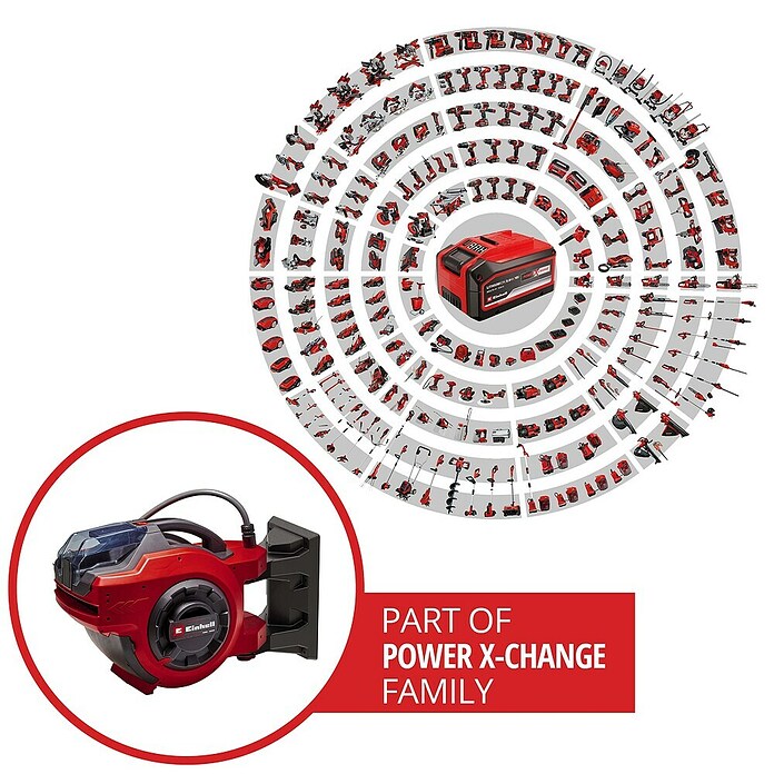 Einhell Power X-Change 18V Akku-Schlauchtrommel GE-HR 18/30 WH Li-Solo (18 V, Ohne Akku, Schlauchkapazität: 30 m, 12,5 mm (½″)) | BAUHAUS