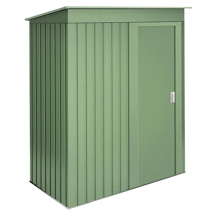 Hoggar Geräteschrank Hede - Außenmaß inkl. Dachüberstand (B x T): 162 x 86 cm, Grün, Stahl, 1,39 m² - Grüner Geräteschuppen mit Flügeltür und Metallgriff für den Garten zur Aufbewahrung von Werkzeugen und Gartengeräten.